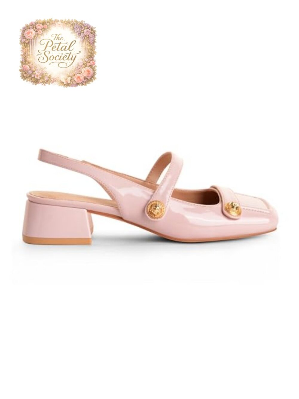 Faux Leather Slingback Mary Jane Block Heel Pump